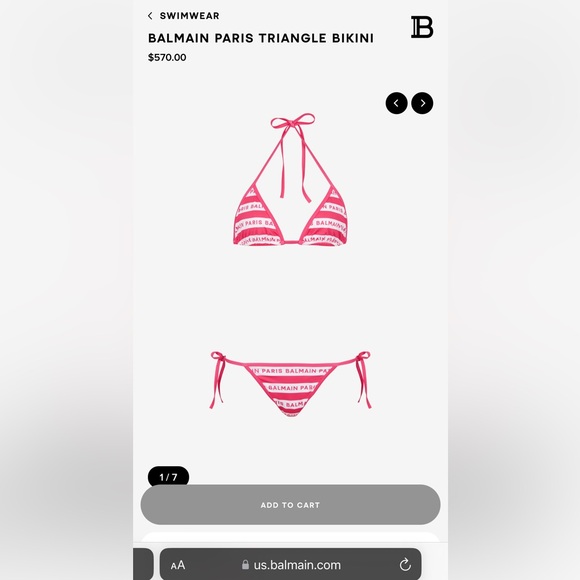 BALMAIN***Fuscia Pink/White Logo String Bikini Set***F36; US 4 $570 CURRENT - Picture 3 of 10